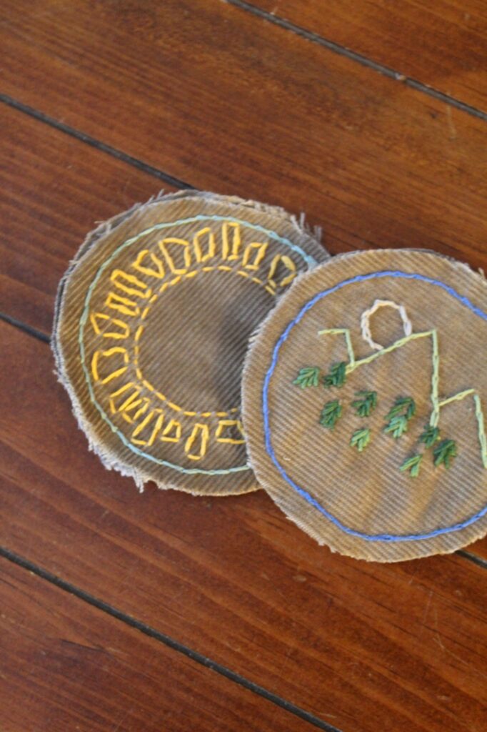 DIY Embroidered Corduroy Coasters - a Unique Corduroy Upcycle